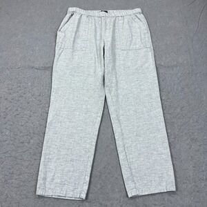 prAna June Day Pant Women's Large Gray Woven Hemp Organic Relaxed Neutral Casual
